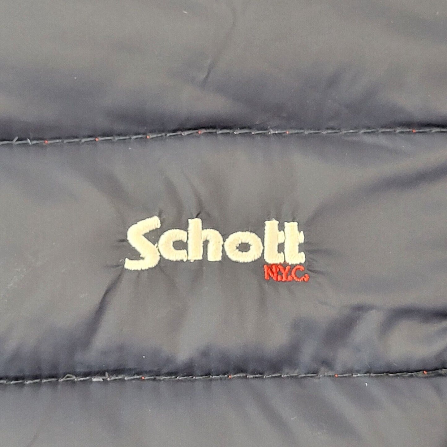 Schott Navy Blue Zip Up Down Quilted Puffer Jacket Women's Size XL