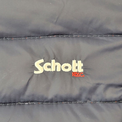 Schott Navy Blue Zip Up Down Quilted Puffer Jacket Women's Size XL