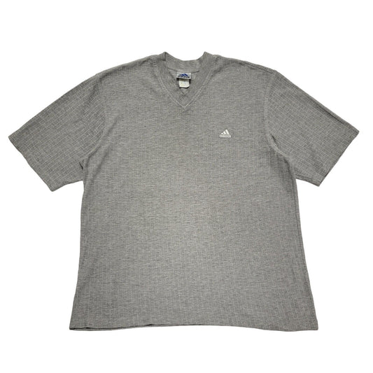 Adidas Grey Vintage 90's Vintage V-Neck Short Sleeve T-Shirt Mens Size XL