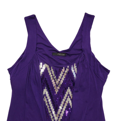 Jane Norman Y2K Vintage Purple Sequin Vest Top Womens UK 16