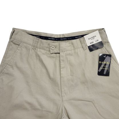 Daniel 90s Vintage Beige Straight Dress Trousers Uk Men's Size M W32 L32 Bnwt