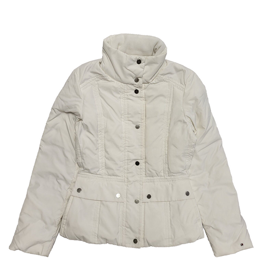 Tommy Hilfiger Vintage Y2K White Snap & Zip Jacket Womens UK Size S