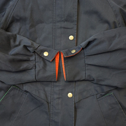 Evans Vintage 90s Navy Zip & Snap Fasten Longline Coat Uk Women's Size 16