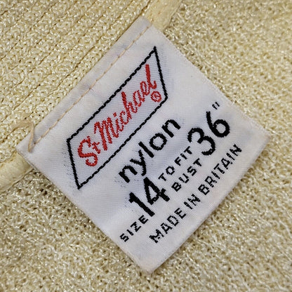 St Michael Vintage 70's Yellow Button Front Cardigan Womens UK Size 14