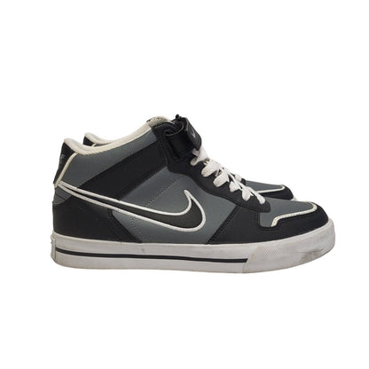 Nike Black Grey Mid Top Leather Casual Trainers Uk Kid's Size 5.5