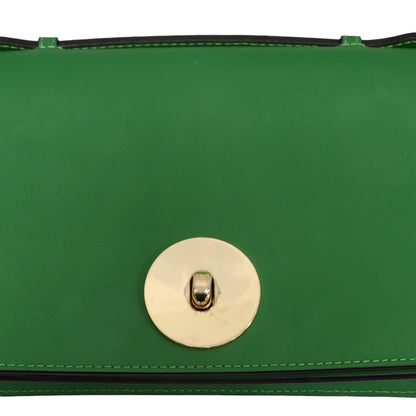 Vintage Green Leather Clasp Shoulder Bag Uk Women's Size 5.5" x 8.5"