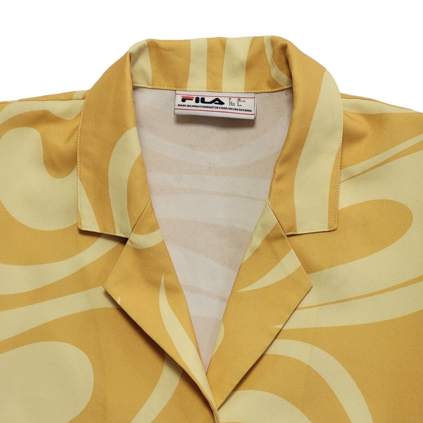 Fila Yellow Cropped Short Sleeve Shirt Uk Women's Size Small