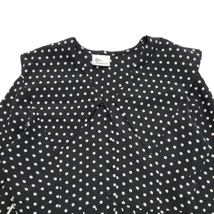 Style Vintage 90's Black & White Polka Dot Midi A-Line Dress Women's UK Size 10