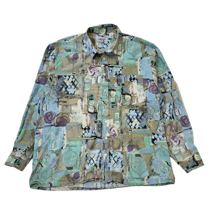 Casino Vintage 90's Green Retro Abstract Shirt Men's Size XL
