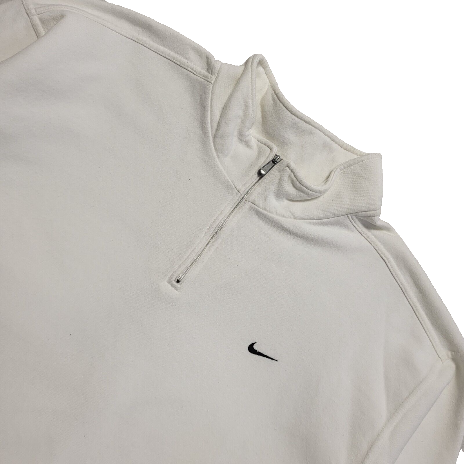 Nike White 90s Vintage 1/4 Zip Active Wear Sports Top Uk Men's Size 2XL