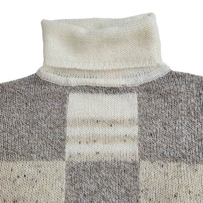 Additions Vintage 90's Cream & Grey Roll Neck Jumper UK Women's Size 10/12