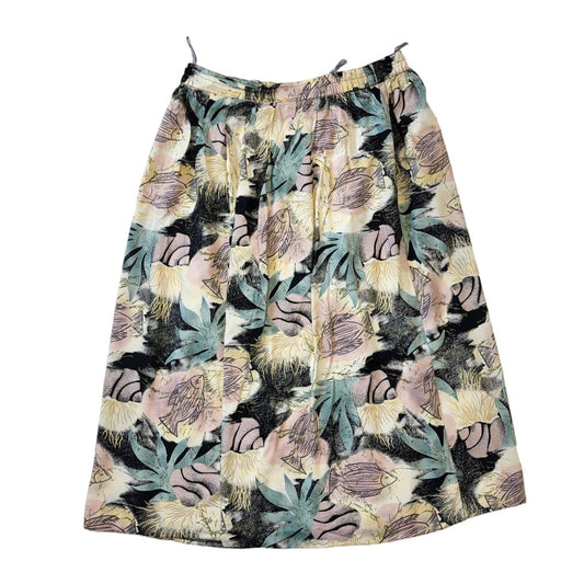 80's Vintage Pastel Fish Print Skirt Women's Size 16 W34