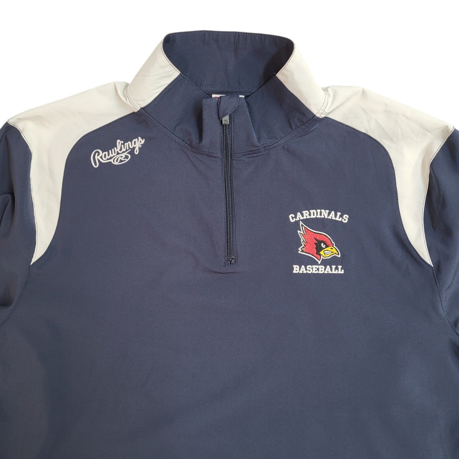 Rawlings Cardinal Baseball 90s Blue 1/4 Zip Pullover Sports Jacket Men's Size L