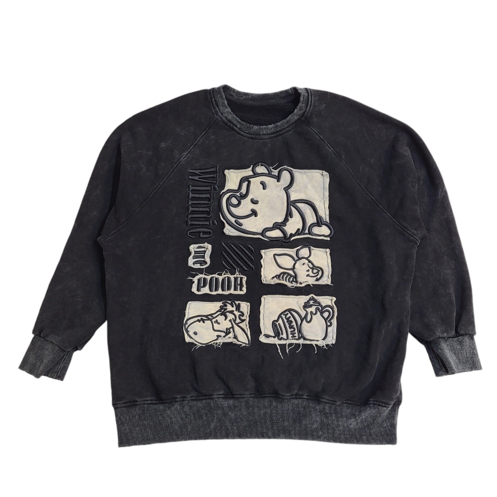 Winnie The Pooh 90's Black Crew Neck Sweatshirt UK Women's Size 20