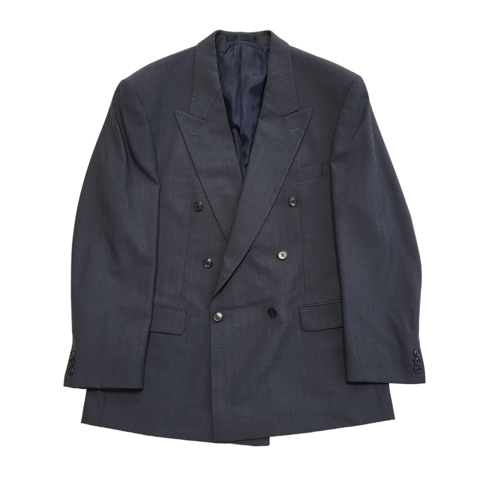 St Michael Vintage 70s Blue Striped Wool Blend Suit Jacket Uk Men's Size L 42"