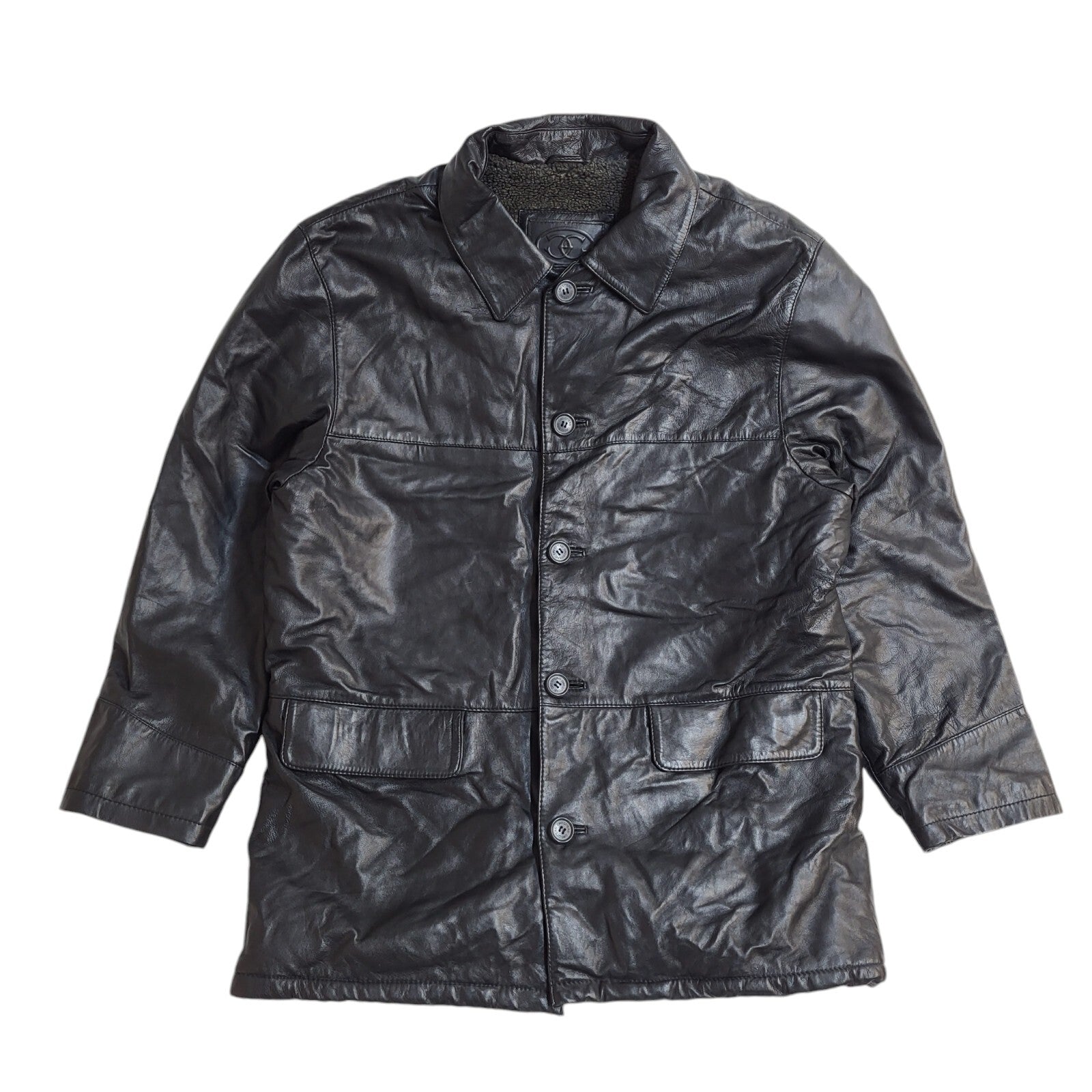 Ciro Citerio Vintage 90's Black Button Leather Coat UK Men's Size Large