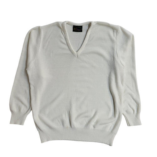 Balmoral Vintage 90's White V-Neck Jumper UK Men's Size Medium