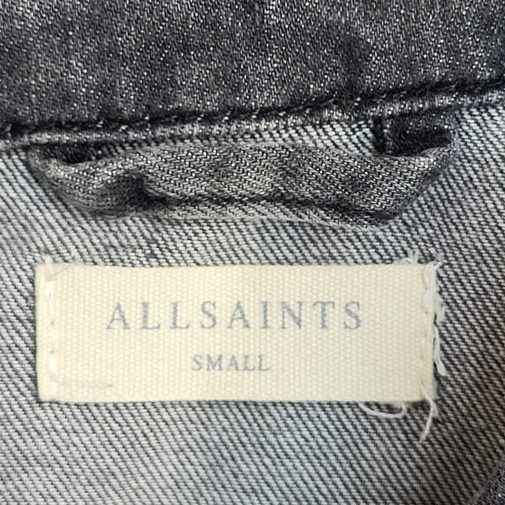 Allsaints Y2k Grey Pearl Snap Long Sleeve Cowboy Denim Shirt Men's UK Size S