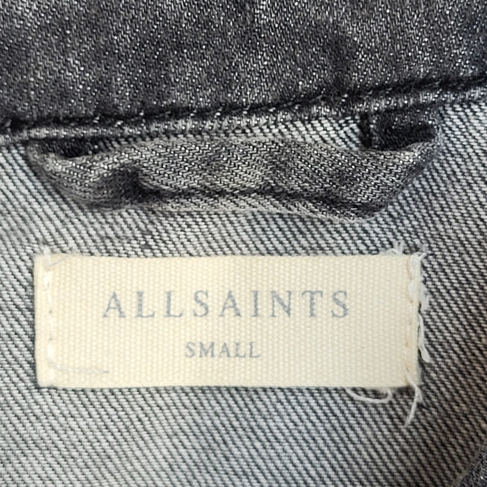 Allsaints Y2k Grey Pearl Snap Long Sleeve Cowboy Denim Shirt Men's UK Size S
