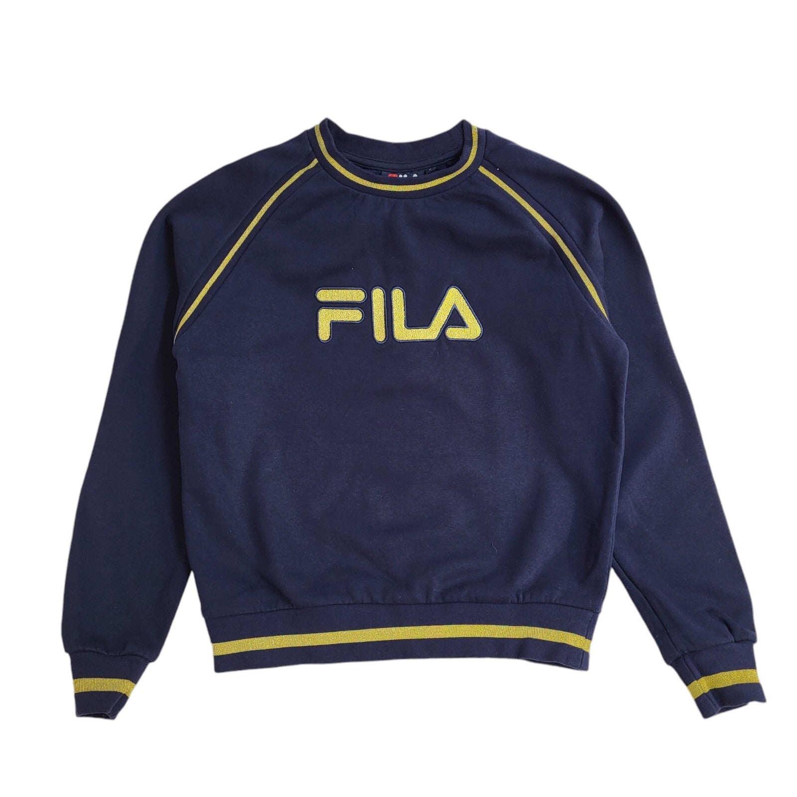 Fila Blue & Gold Vintage 90's Sports Sweatshirt UK Women's Size S