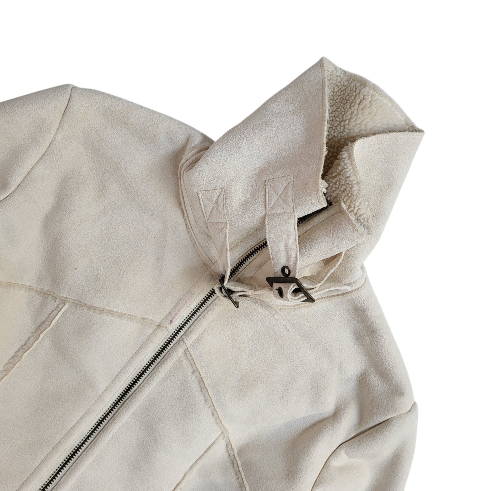 Next Vintage 90s Cream Fleece Zipped Jacket Uk Women's Size 12