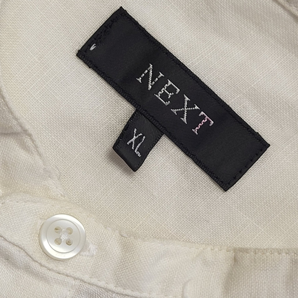 Next Vintage Y2K White Relaxed Fit Round Neck Linen Shirt Men's Size XL