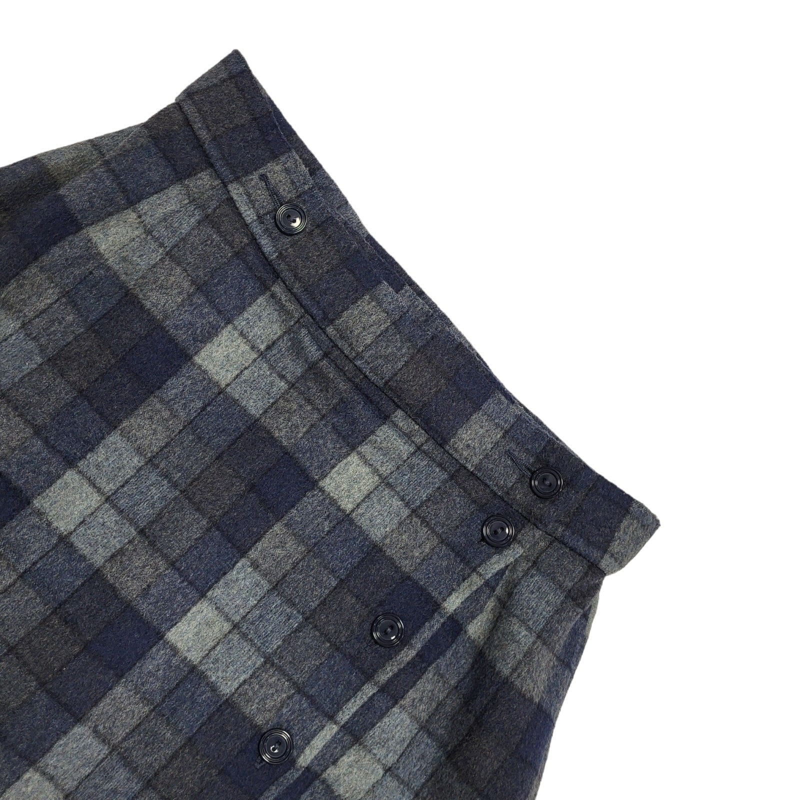St Michael Vintage 80's Blue Check Button Front Wrap Skirt Women's UK 8 W25