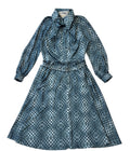 Carnegie 70s Vintage Green Collared Belted A-Line Dress Women's Size 10