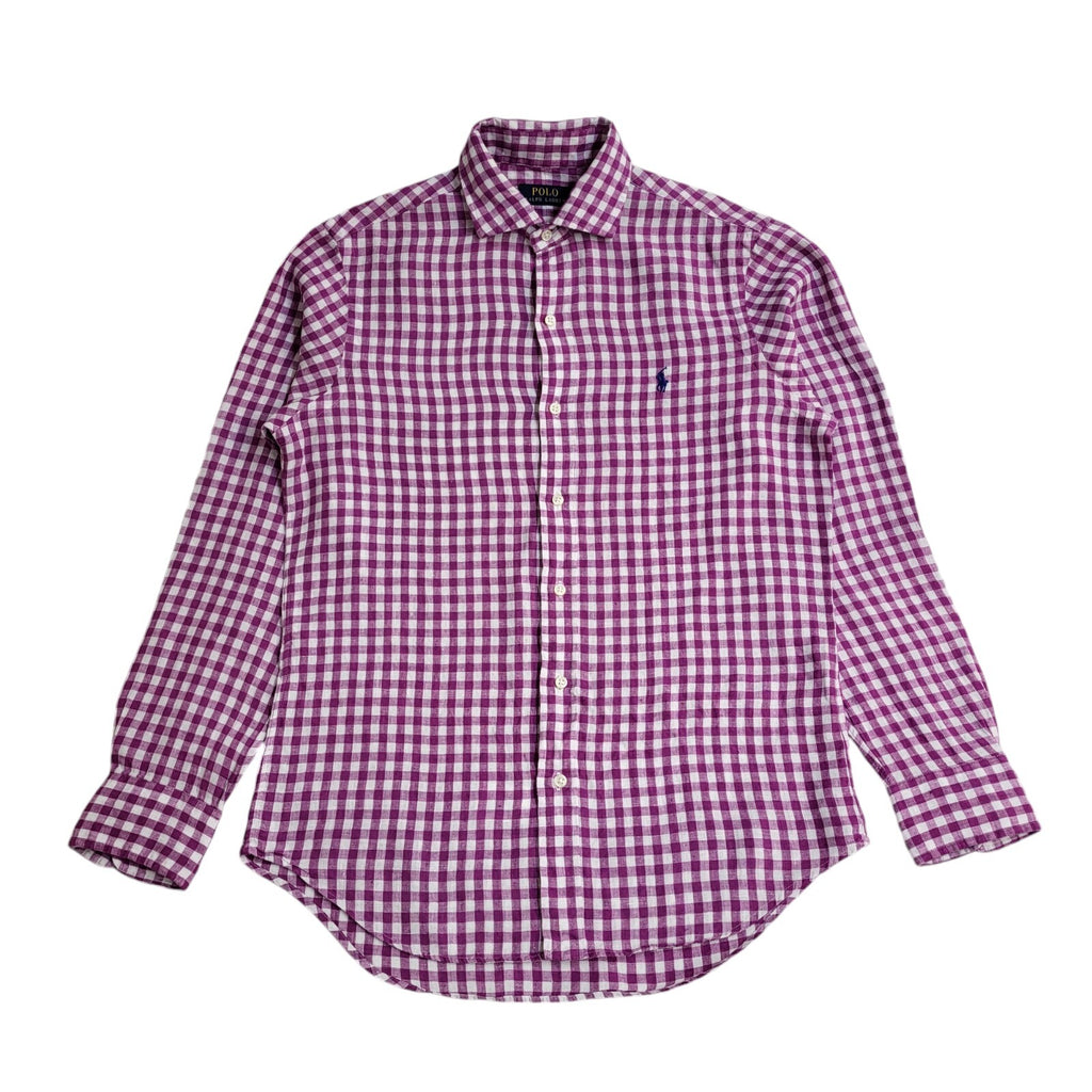 Polo Ralph Lauren Vintage 90's Pink & White Checked Long Sleeve Shirt Men's UK S