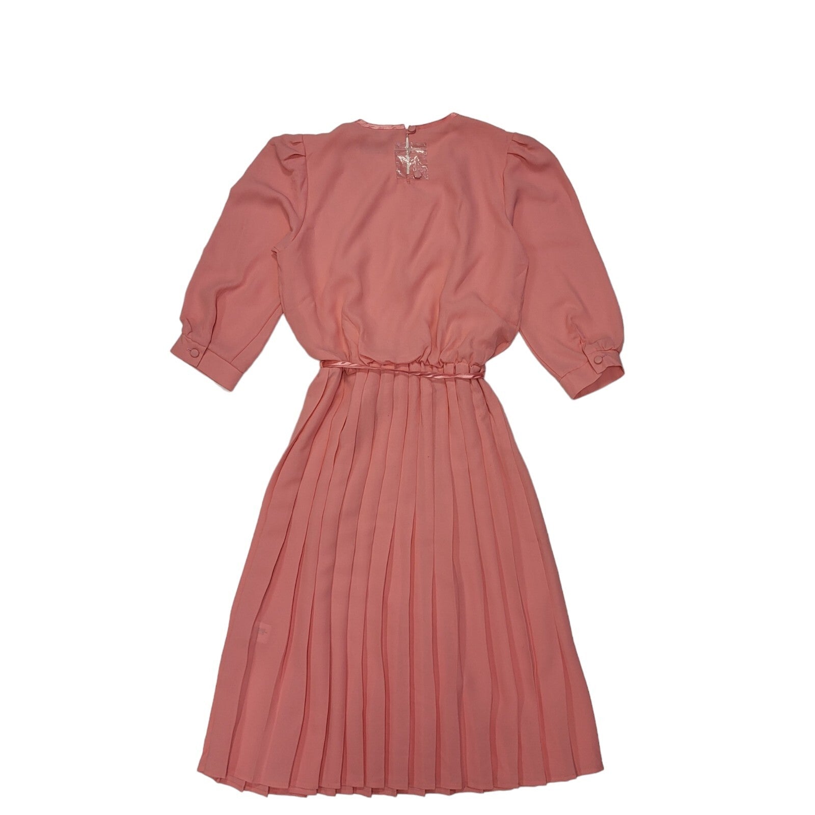 Berkertex 80s Vintage Pink Pleated 3/4 Sleeve Daywear Dress Women's 12
