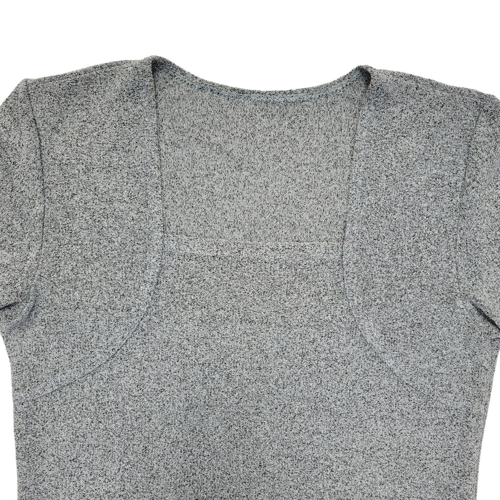 90s Vintage Grey Square Neck Midi Dress Women's Size 8