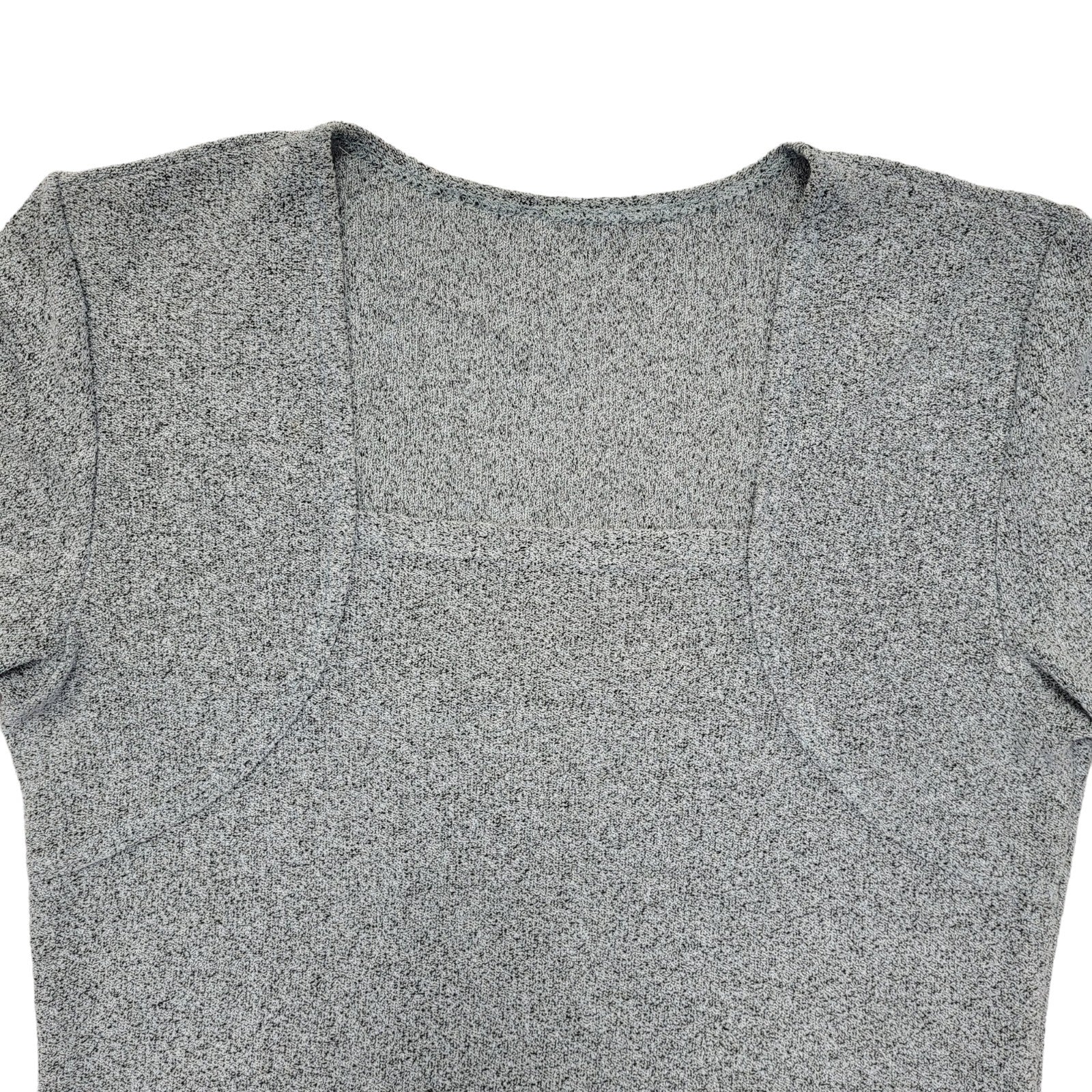 90s Vintage Grey Square Neck Midi Dress Women's Size 8