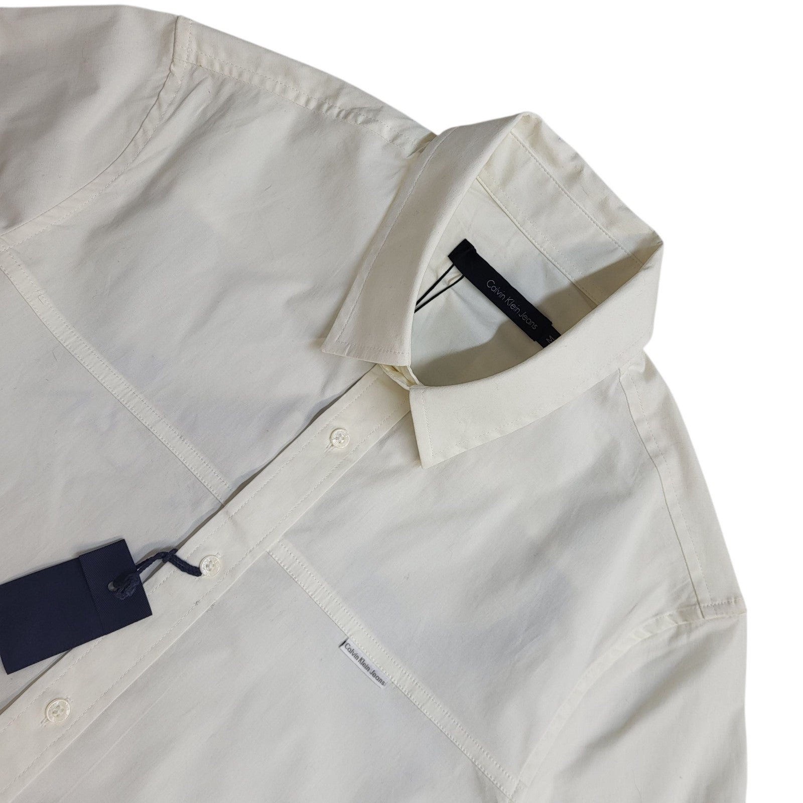 Calvin Klein Shirt White Y2K Short Sleeve Tailored Women's M 10 Bnwt