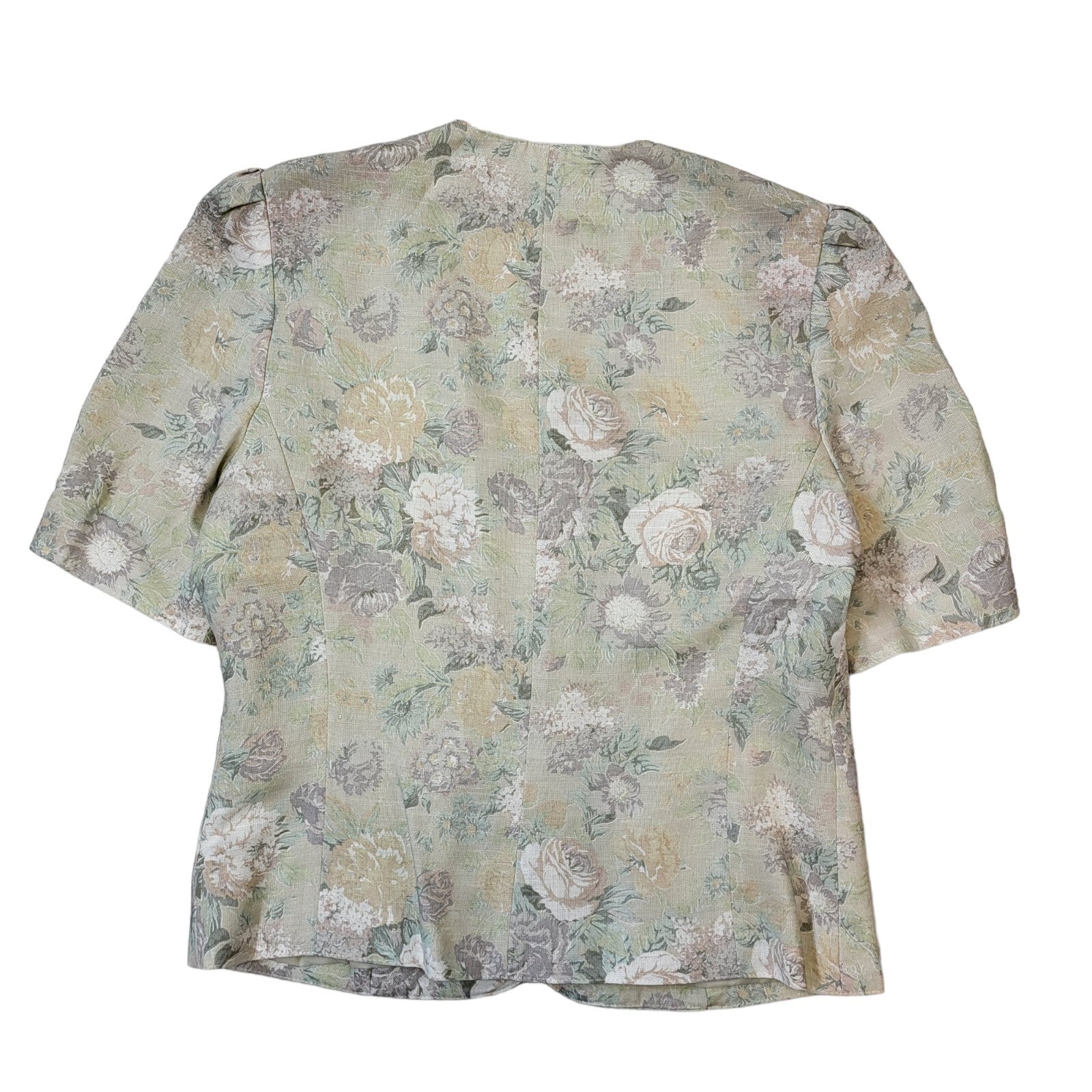 C&A Vintage 80s Cream Floral Short Sleeve Dress Jacket Women's Size 16