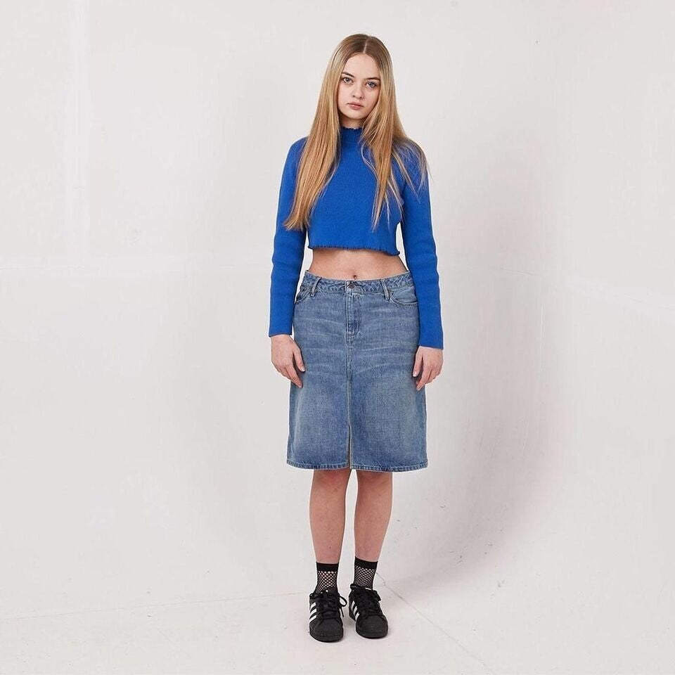 Pepe Jeans Vintage Y2K Blue A-Line Denim Skirt Womens UK 10 W28