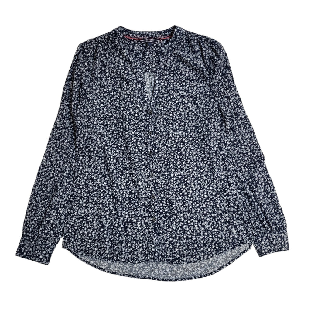 Tommy Hilfiger Blue & White 90's Long Sleeve Heart Shirt Women's UK 8 (usa 4)