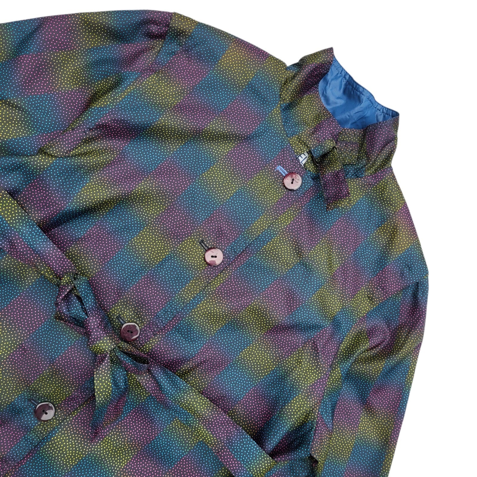 Arielle 90s Button & Belted Blue & Pink Rain Coat UK Women's Size 14