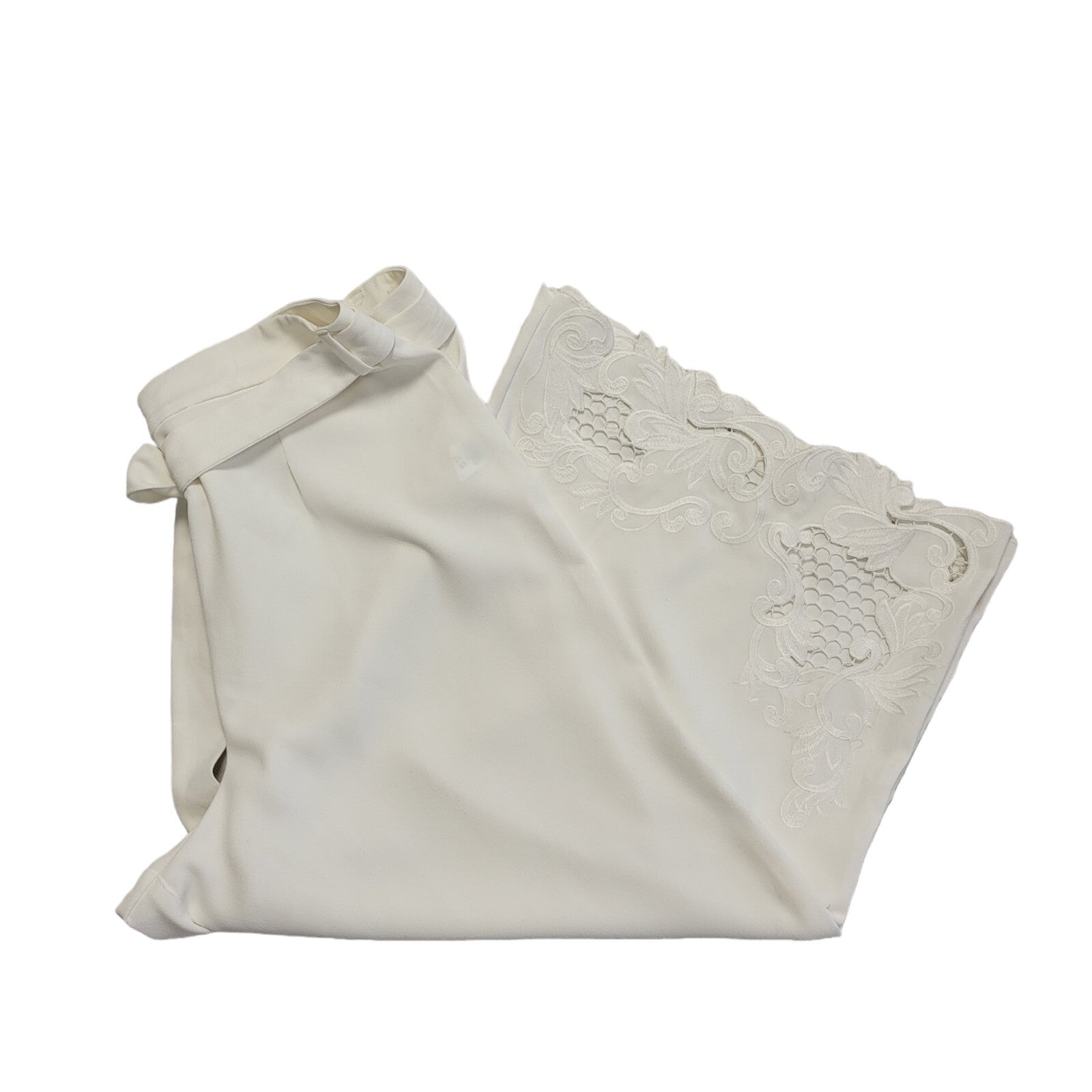 River Island Luxe Modern White belted Wide Leg Trouser Womens UK 16 W34 L23 BNWT