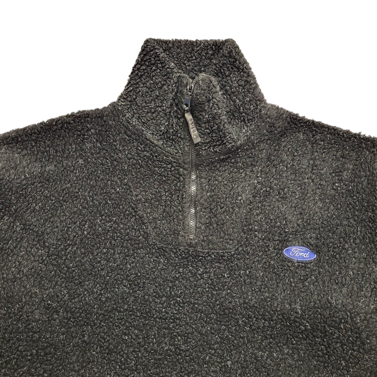 Result Ford Vintage 90's 1/4 Zip Sherpa Fleece Black Mens UK Size L