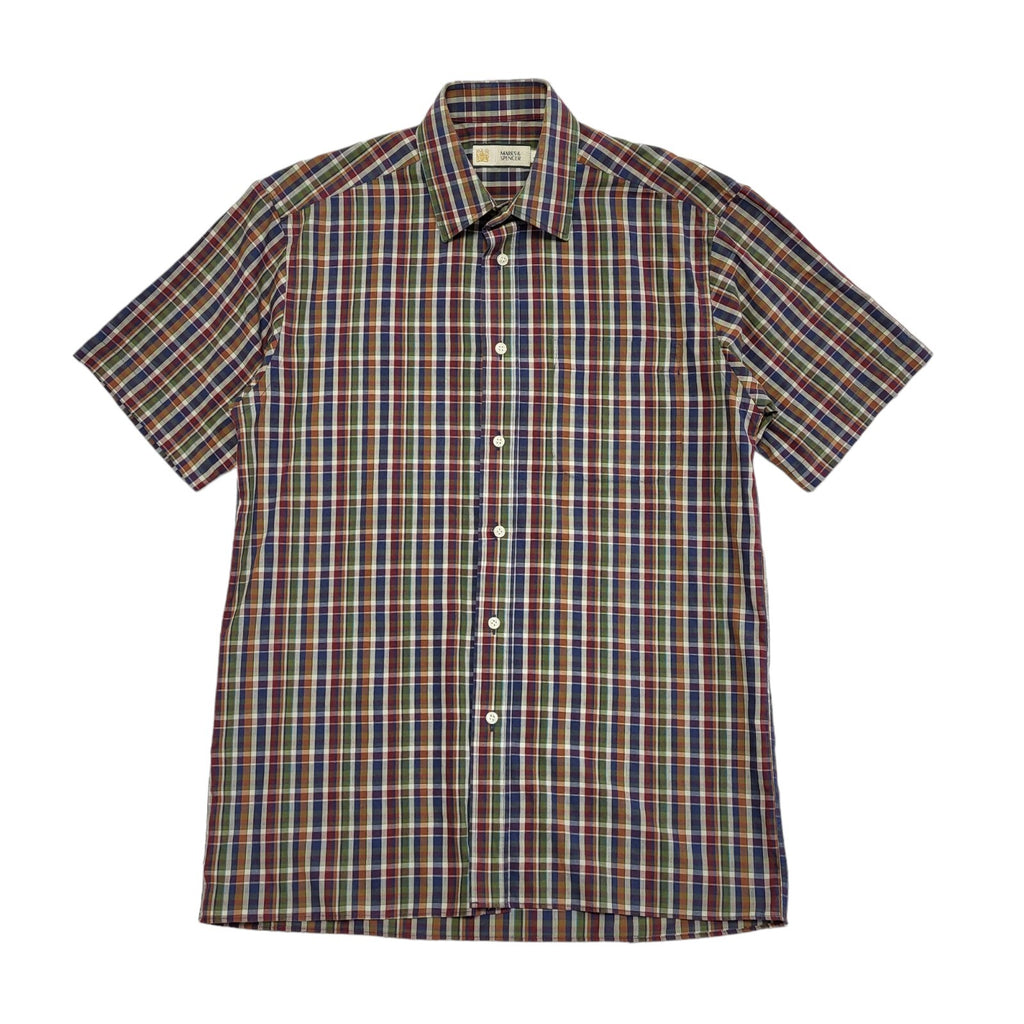 M&S 90s Multicolour Check Short Sleeve Shirt Uk Men's Size Small