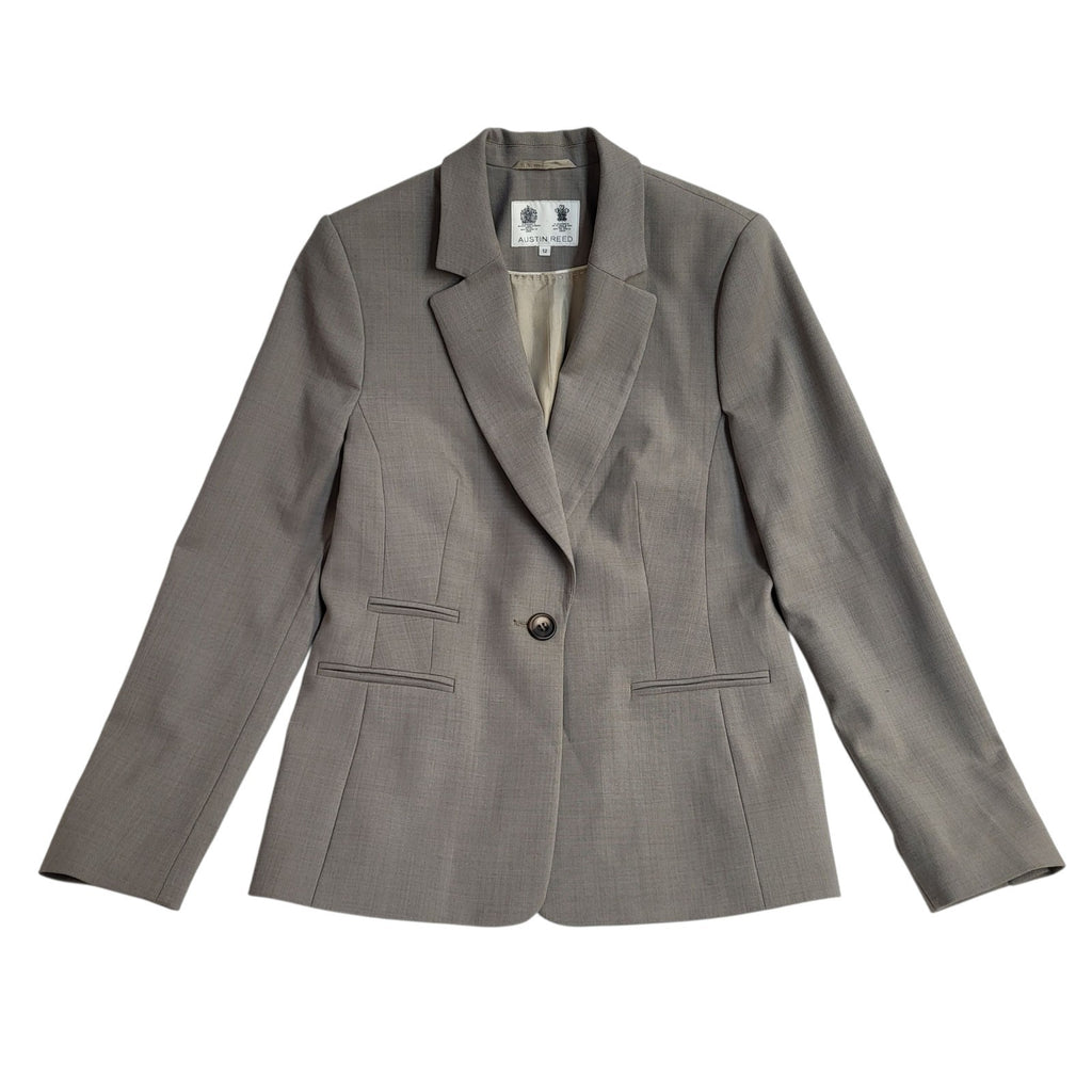 Austin Reed Suit Jacket Y2k Beige Button UK Women's Size L 12