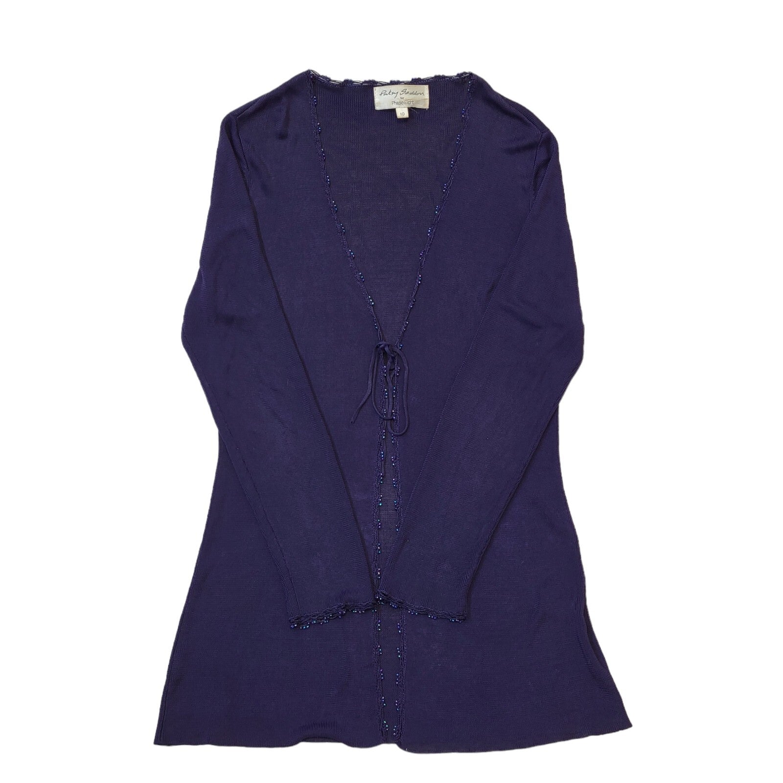 Patsy Seddon For Phase Eight 90s Purple Tie Cardigan Womens UK Size 10