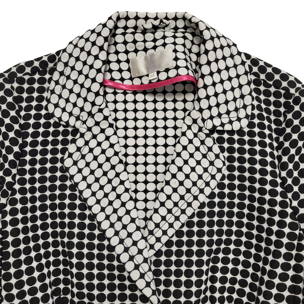 CC Petite 90s Vintage Black White Button Cotton Blend Jacket Uk Women's Size 12