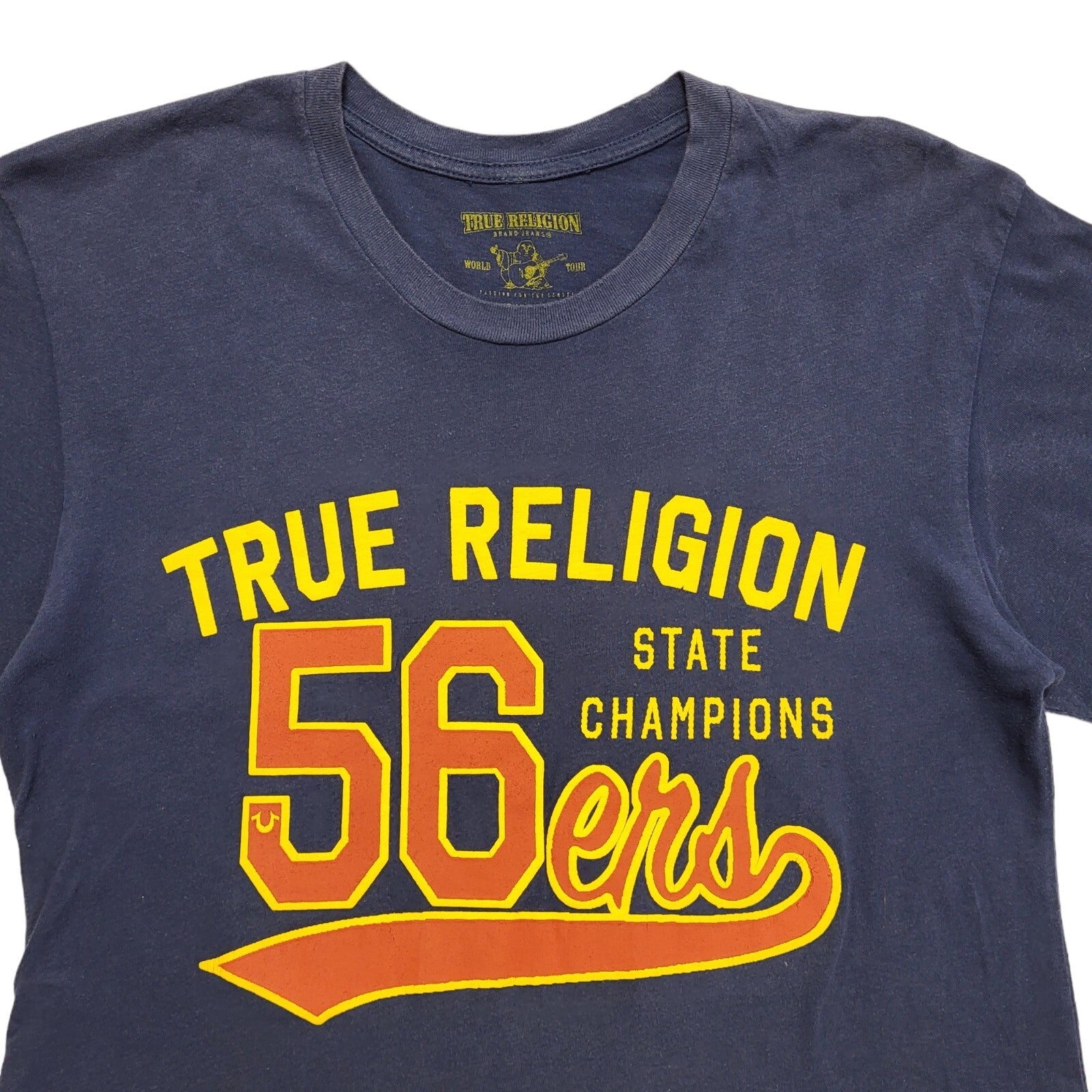 True Religion Blue Vintage Y2K  Short Sleeve T-Shirt Uk Men's S
