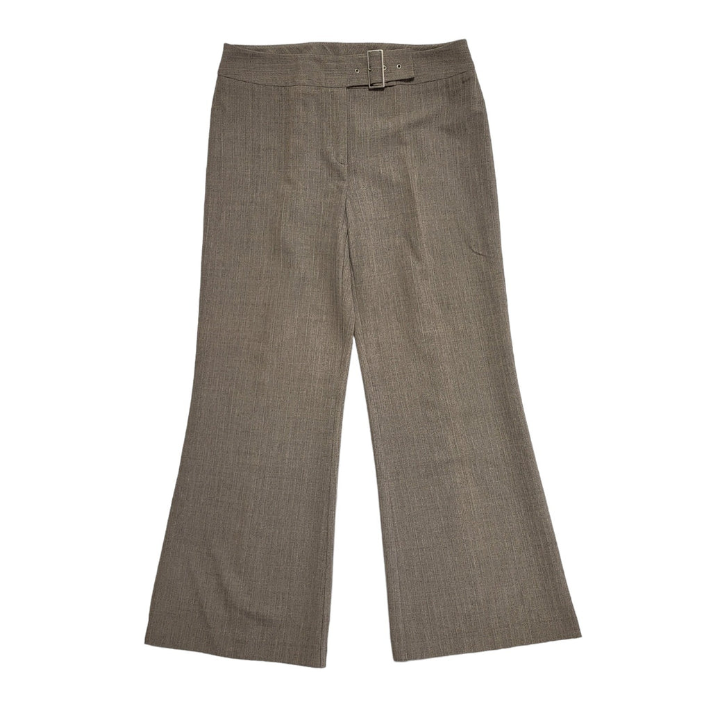 Next 90s Beige Wide Leg Dress Trousers Uk Women's 14 W32 L28