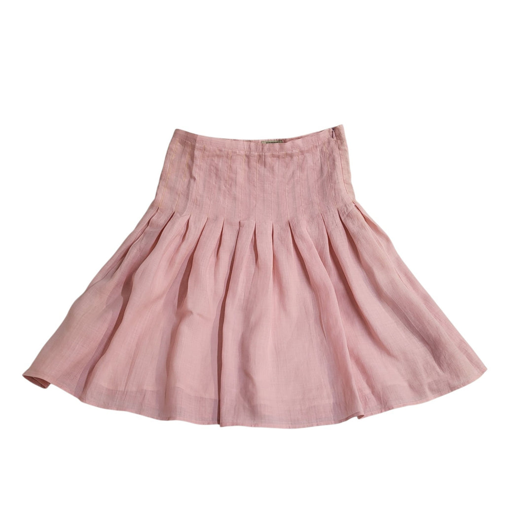 Burberry London Skirt Y2K A-Line Pink Pleated Linen Women's Uk 12 W30 (usa 8)