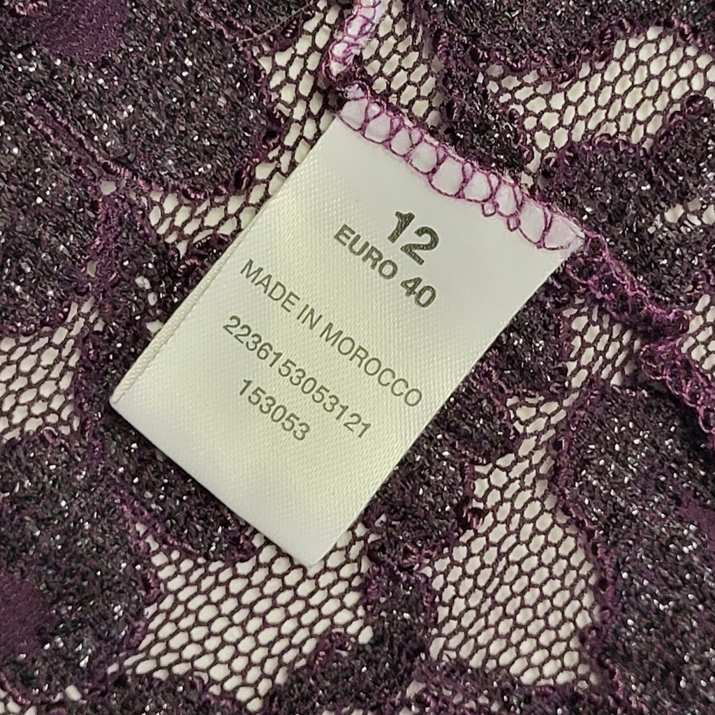 Principles Y2K Purple Floral Lace Tie Front Cardigan Womens UK Size 12