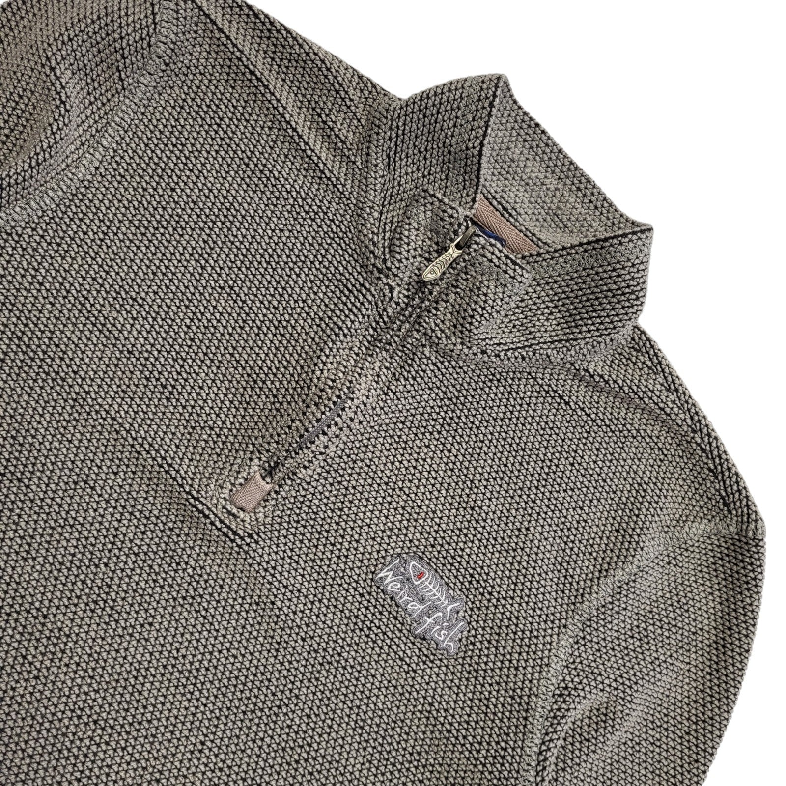 Weird Fish Grey Y2k 1/4 Zip Jumper Uk Men's Size XL