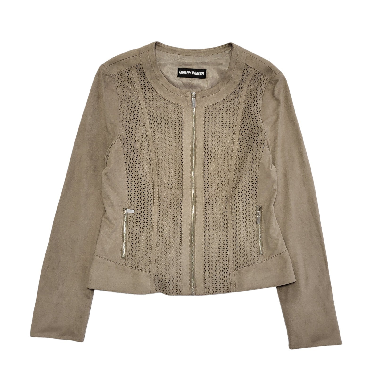 Gerry Weber Vintage Y2K Stone Faux Suede Jacket Uk Women's Size Small