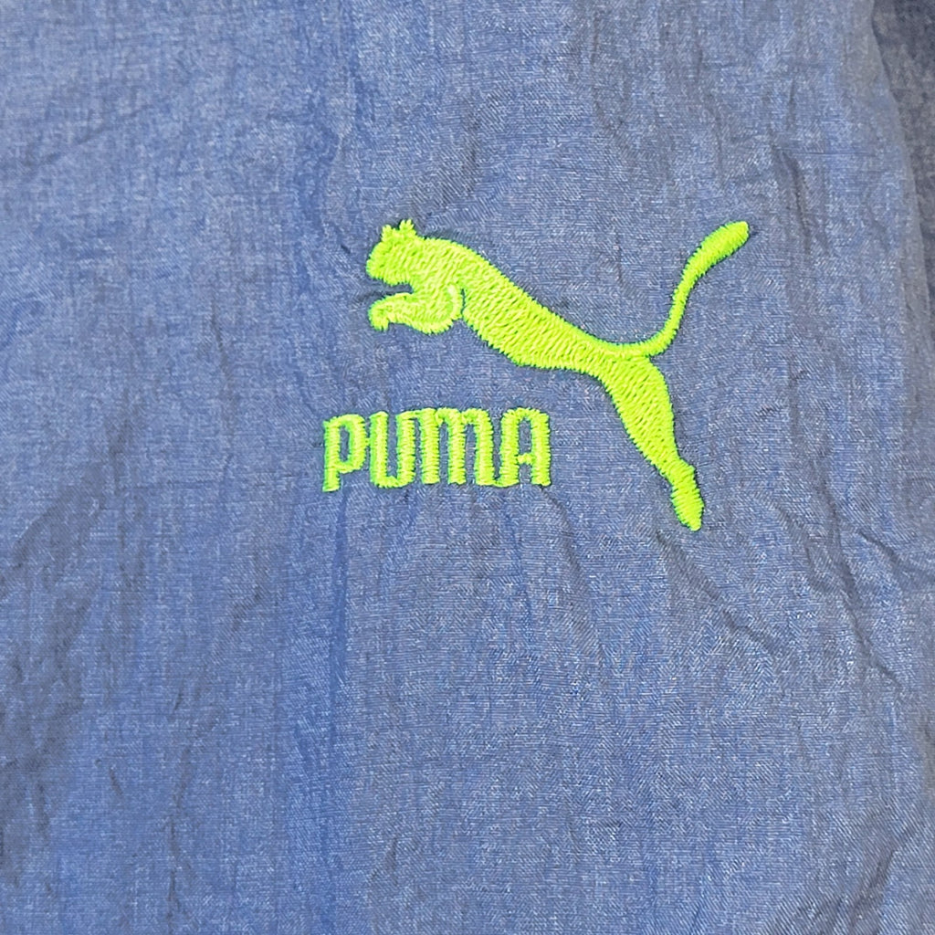 80s Vintage Puma Blue Tapered Shell Tracksuit Bottoms Men's Size M W32 L31